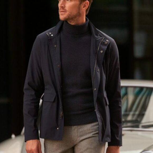 NWT Peter Millar Excursionist Flex City Car Coat Navy Wool Blend Jacket Men's XL - Picture 7 of 13